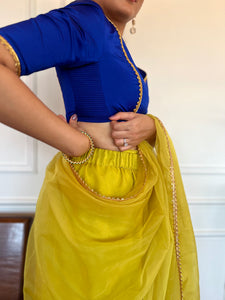  Begum x Tyohaar | Elbow Sleeves Saree Blouse in Cobalt Blue_3