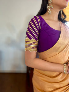  Anisha x Tyohaar | Elbow Sleeves Saree Blouse in Purple_5