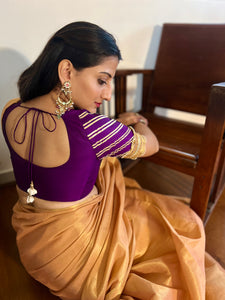  Anisha x Tyohaar | Elbow Sleeves Saree Blouse in Purple_2