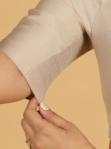 Sushma x Rozaana | Regular Sleeves Saree Blouse in Oyster Grey