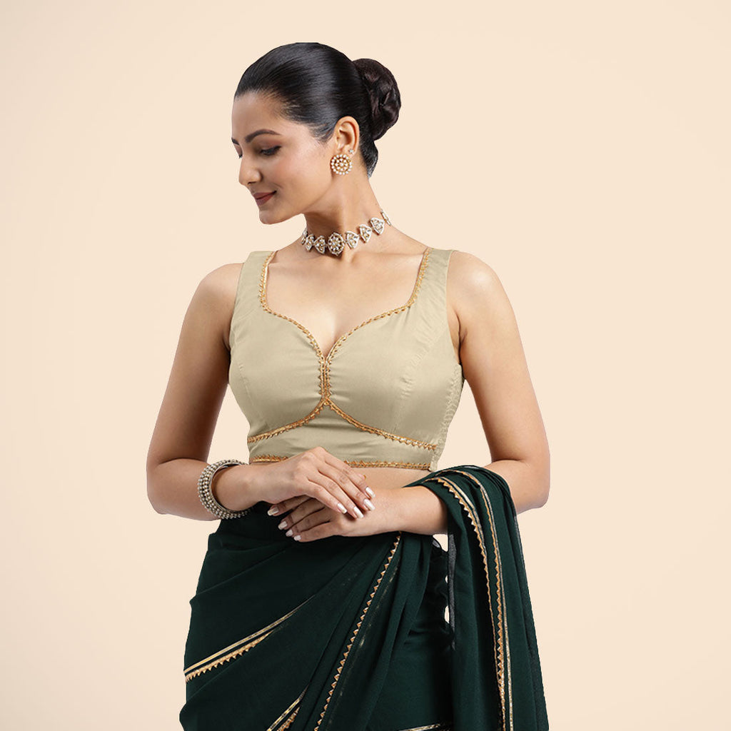 Ishika Sleeveless Silk Saree Blouse: Gota Patti, Party Wear – Binks