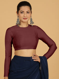 Jaya x Rozaana |  Saree Blouse in Deep Maroon