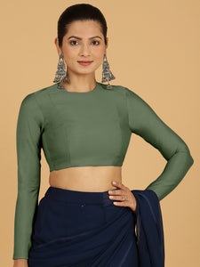 Jaya x Rozaana |  Saree Blouse in Hunter Green