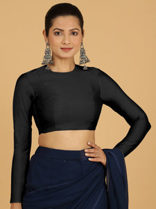 Jaya x Rozaana |  Saree Blouse in Raven Black