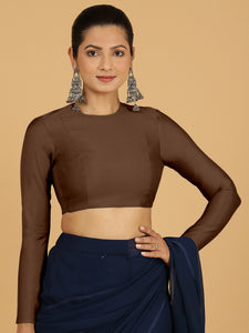 Jaya x Rozaana |  Saree Blouse in Walnut Brown