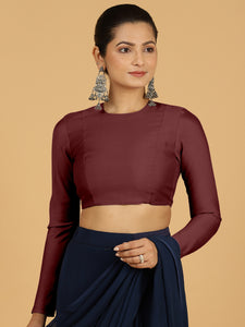 Jaya x Rozaana |  Saree Blouse in Deep Maroon