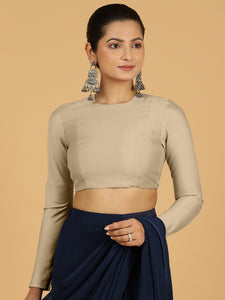 Jaya x Rozaana |  Saree Blouse in Oyster Grey