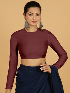 Jaya x Rozaana |  Saree Blouse in Deep Maroon