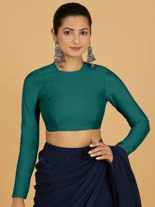 Jaya x Rozaana |  Saree Blouse in Peacock Green