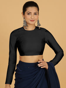 Jaya x Rozaana |  Saree Blouse in Raven Black