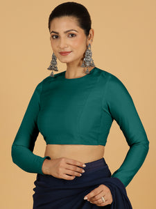 Jaya x Rozaana |  Saree Blouse in Peacock Green