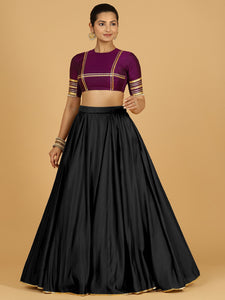 Jhalak x Tyohaar | Raven Black Panelled Lehenga Skirt