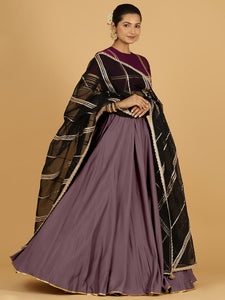 Jhalak x Tyohaar | Purple Mauve Panelled Lehenga Skirt