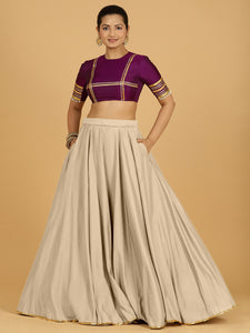 Jhalak x Tyohaar | Oyster Grey Panelled Lehenga Skirt