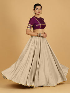 Jhalak x Tyohaar | Oyster Grey Panelled Lehenga Skirt