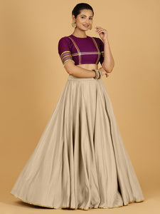 Jhalak x Tyohaar | Oyster Grey Panelled Lehenga Skirt