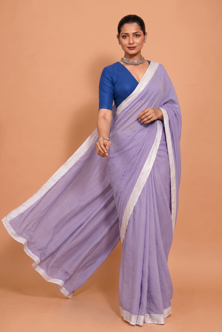 Kaamya Saree Pastel Purple Mul Cotton DrapeFit™ Saree
