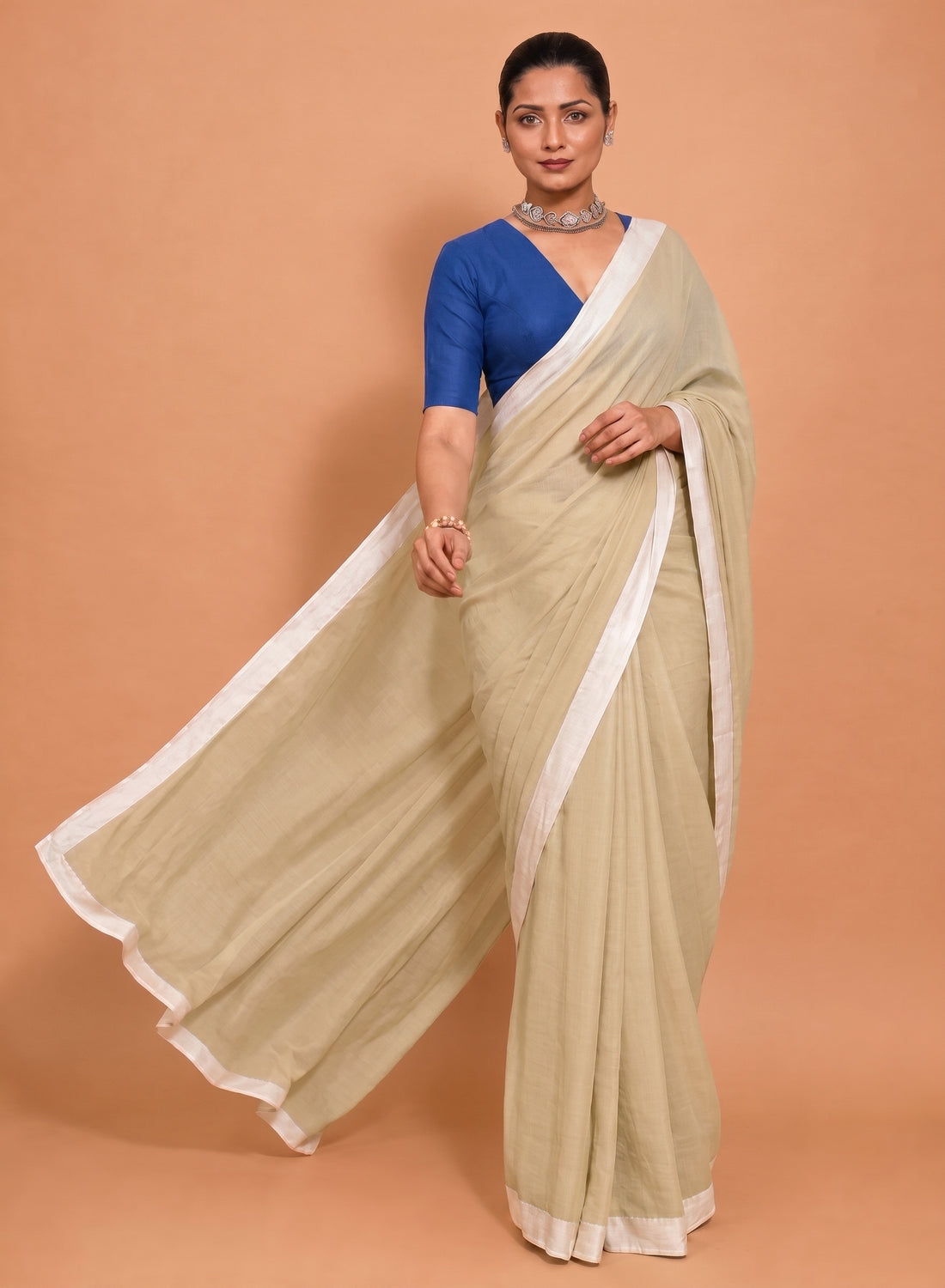 Kaamya Saree Pastel Yellow Mul Cotton DrapeFit™ Saree