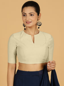 Karishma x Rozaana | Elbow Sleeves Saree Blouse in Ivory