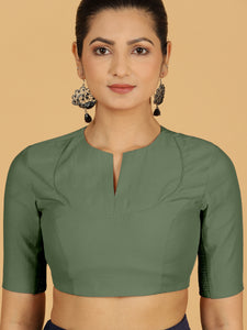 Karishma x Rozaana | Elbow Sleeves Saree Blouse in Hunter Green