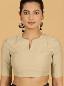 Karishma x Rozaana | Elbow Sleeves Saree Blouse in Oyster Grey