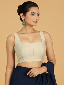 Kasturi x Rozaana | Sleeveless Saree Blouse in Ivory