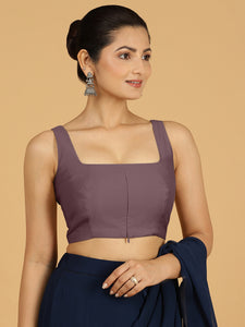 Kasturi x Rozaana | Sleeveless Saree Blouse in Purple Mauve