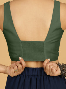 Kasturi x Rozaana | Sleeveless Saree Blouse in Pine Green