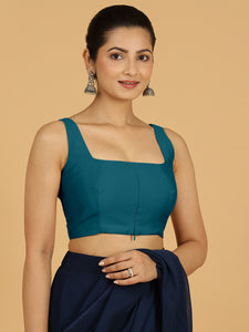 Kasturi x Rozaana | Sleeveless Saree Blouse in Crystal Teal