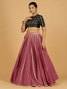 Madhuri x Tyohaar | Rose Pink Panelled Lehenga Skirt