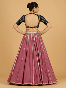 Madhuri x Tyohaar | Rose Pink Panelled Lehenga Skirt