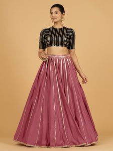 Madhuri x Tyohaar | Rose Pink Panelled Lehenga Skirt