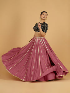 Madhuri x Tyohaar | Rose Pink Panelled Lehenga Skirt