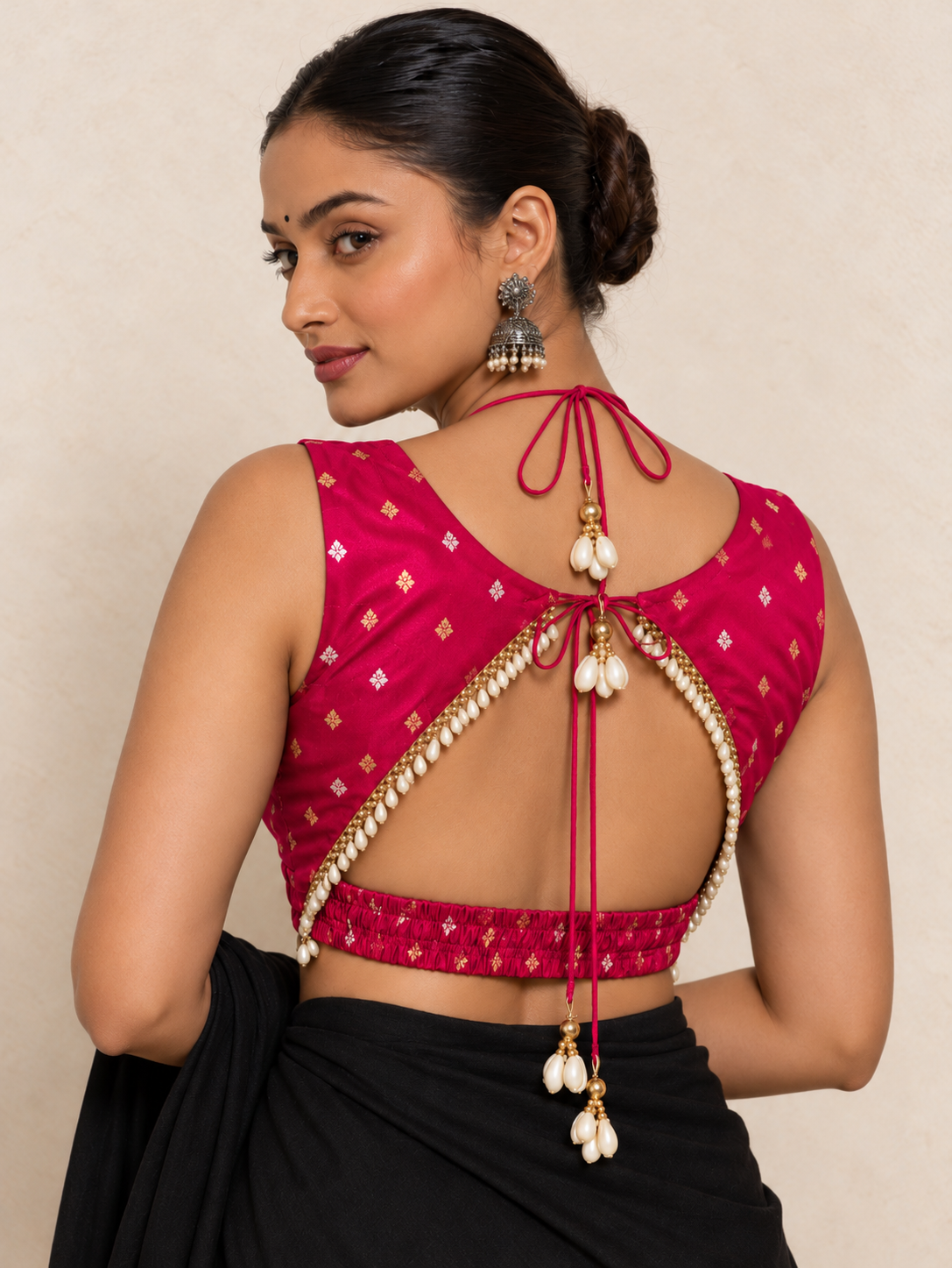 Sreethi | Sleeveless Pink Viscose SculptFit™ Saree Blouse