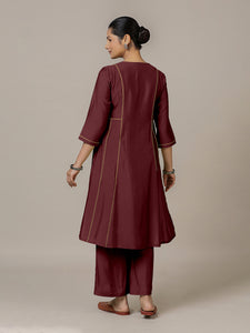 Mahi x Rozaana | A Line Kurta in Deep Maroon with Thread Work | Coords or Only Kurta