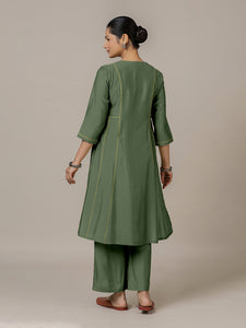 Mahi x Rozaana | A Line Kurta in Hunter Green with Thread Work | Coords or Only Kurta