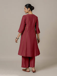 Mahi x Rozaana | A Line Kurta in Scarlet Red with Thread Work | Coords or Only Kurta