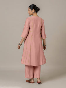 Mahi x Rozaana | A Line Kurta in Sea Pink with Thread Work | Coords or Only Kurta