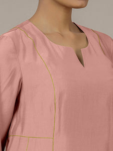 Mahi x Rozaana | A Line Kurta in Sea Pink with Thread Work | Coords or Only Kurta