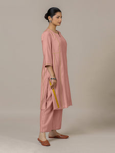 Mahi x Rozaana | A Line Kurta in Sea Pink with Thread Work | Coords or Only Kurta