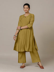 Mahi x Rozaana | A Line Kurta in Dijon Mustard with Thread Work | Coords or Only Kurta