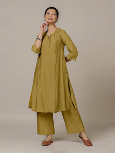 Mahi x Rozaana | A Line Kurta in Dijon Mustard with Thread Work | Coords or Only Kurta