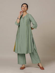 Mahi x Rozaana | A Line Kurta in Mint Green with Thread Work | Coords or Only Kurta