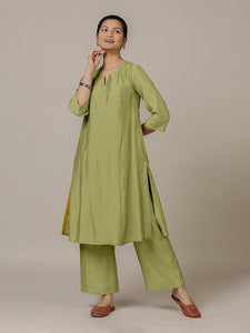 Mahi x Rozaana | A Line Kurta in Pista Green with Thread Work | Coords or Only Kurta