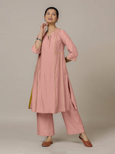 Mahi x Rozaana | A Line Kurta in Sea Pink with Thread Work | Coords or Only Kurta