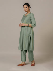 Mahi x Rozaana | A Line Kurta in Mint Green with Thread Work | Coords or Only Kurta