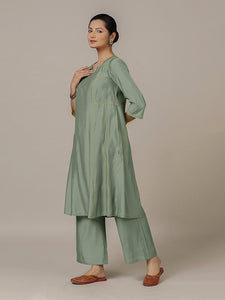 Mahi x Rozaana | A Line Kurta in Mint Green with Thread Work | Coords or Only Kurta