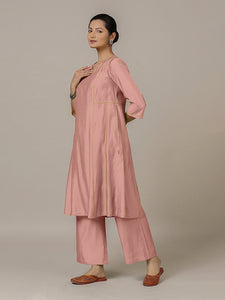 Mahi x Rozaana | A Line Kurta in Sea Pink with Thread Work | Coords or Only Kurta