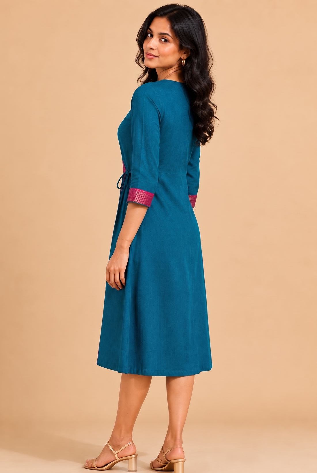 Mandira | Wrap Cerulean Blue Mangalgiri Cotton BreezeFit™ Dress