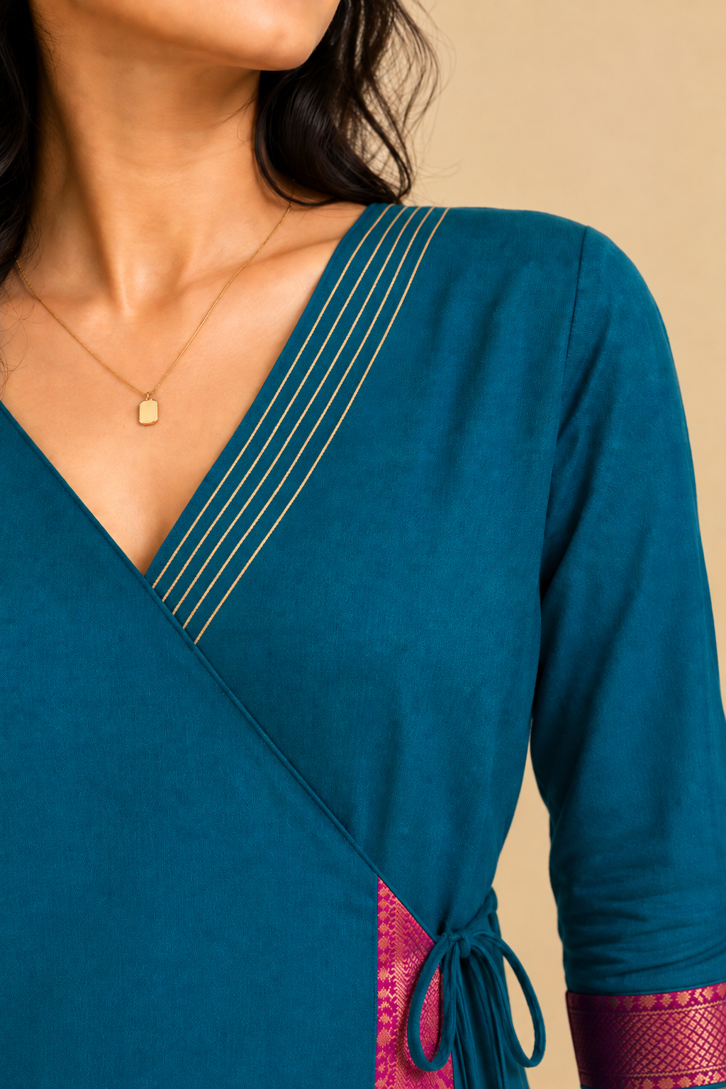 Mandira | Wrap Cerulean Blue Mangalgiri Cotton BreezeFit™ Dress